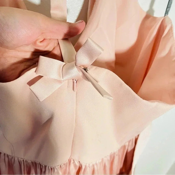 NWT Vera Wang White V-Neck Halter Gown Bridesmaid Dress with Sash Blush Wedding - Picture 5 of 13